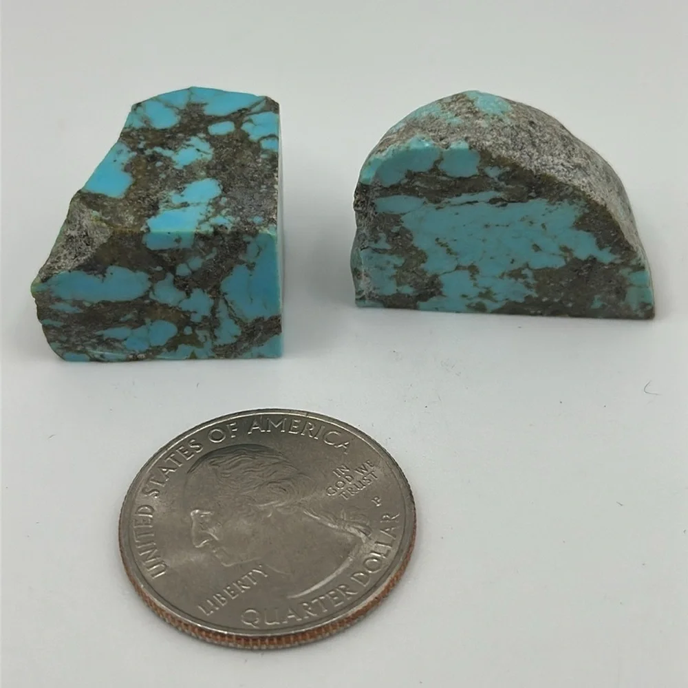 2 Natural Turquoise nuggets stones rocks .  Jewelry making
